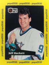 Jeff Hackett, San Jose Sharks, 1991, Pro Set,...