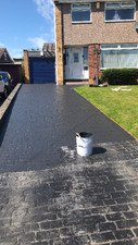 Imprinted concrete coloured driveway sealer paint charcoal grey,black, top coat
