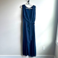 One Market Navy Wrap Maxi Dress Sheer from Knee Down Size 12