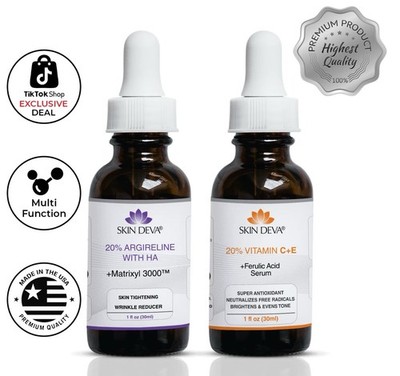 Skin Deva Power Duo/20% Vitamin C+E Ferulic Acid Serum & 20%Argireline /Headband