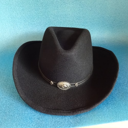 Stetson Rodeo Dr Collection Black Wool Felt Wire Brim Cowboy Hat Size L 7 3/8