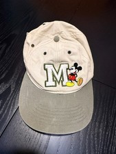 Vintage Disney Beige and Olive Green Mickey Mouse Baseball Cap