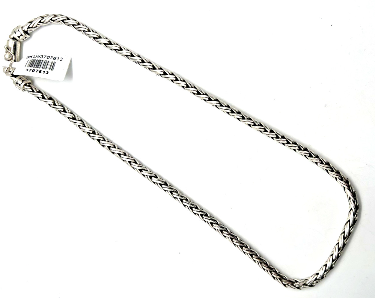 Solid Sterling Silver 18" woven chain necklace Ba… - image 9