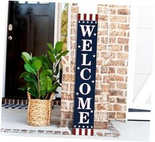 Patriotic 4th of July Wooden Porch Sign 47" Independence Day American Blue