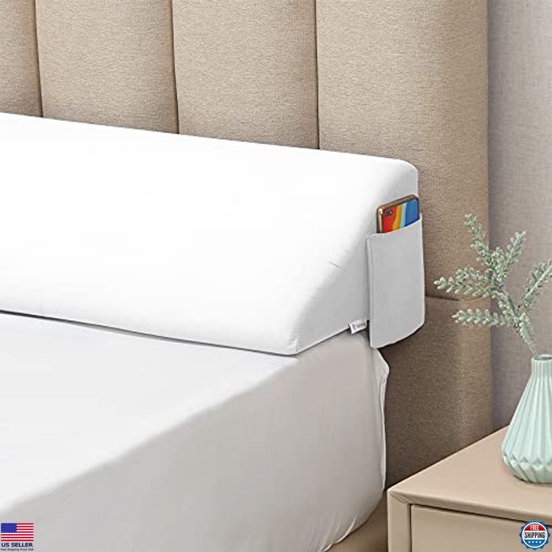 Vekkia King Bed Wedge Pillow - 76"x10"x6" White Gap Filler for Headboard Gaps