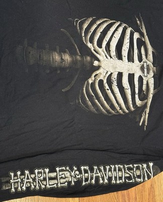 Harley Davidson Skeleton Bones AOP Long Sleeve TShirt USA Steel