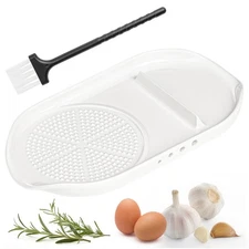 Garlic Grater Plate, 4 in 1 Ceramic Egg Cracker, Spoon Rest, Herb Stripper Bo...