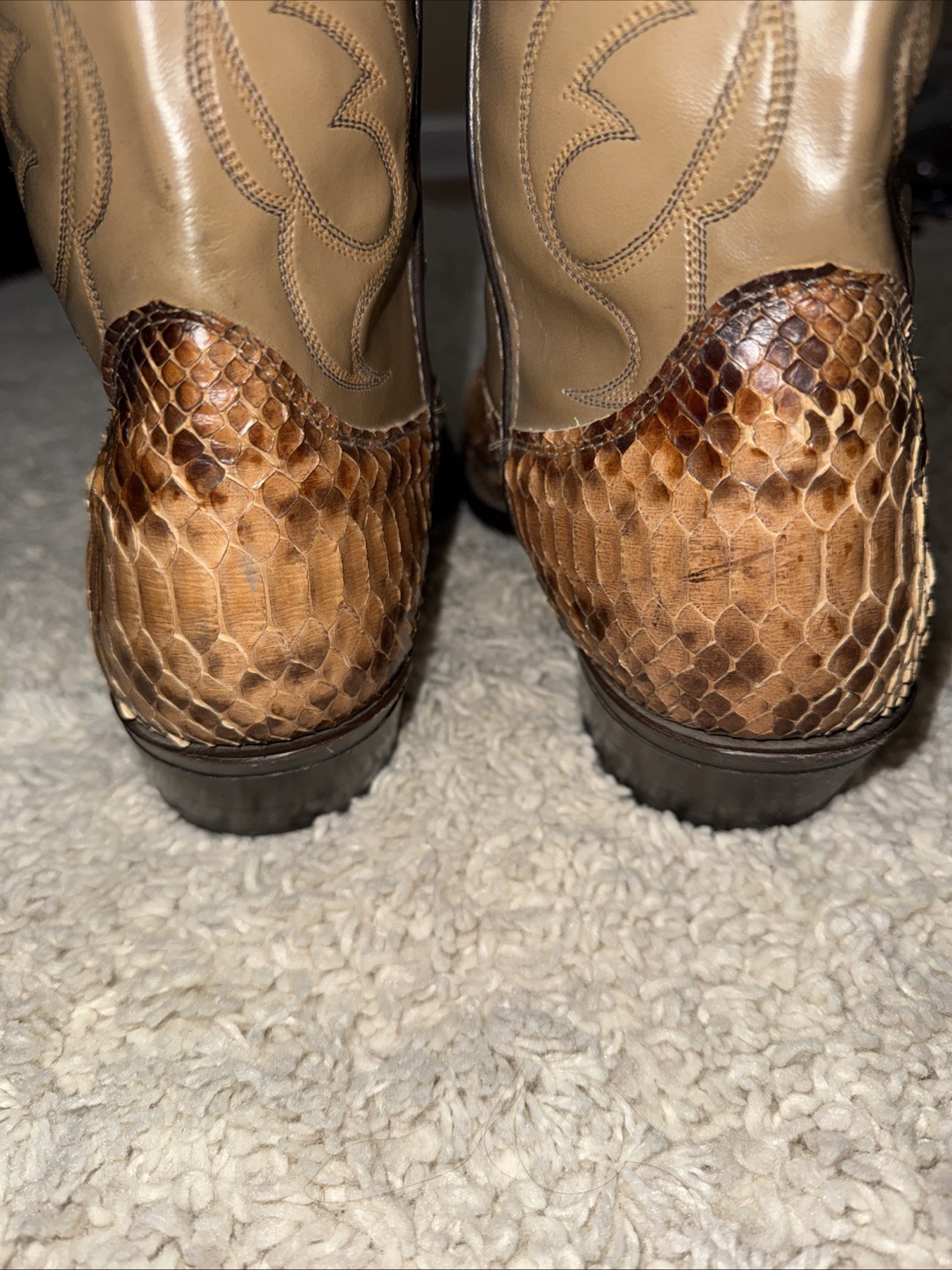 Laredo Brown Python Snakeskin Leather Western Cow… - image 8