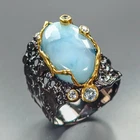 Fine Art jewelry Natural Larimar Ring 925 Sterling Silver Size 8 /R469715