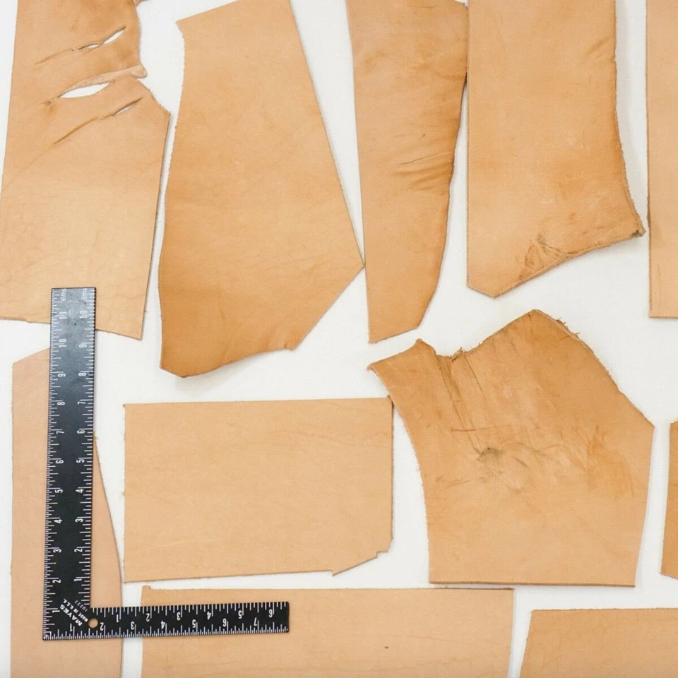 2LB Vegetable Tan Tooling Cowhide Leather Scraps 6-10 oz. Thickness Pieces - Image 3 of 4