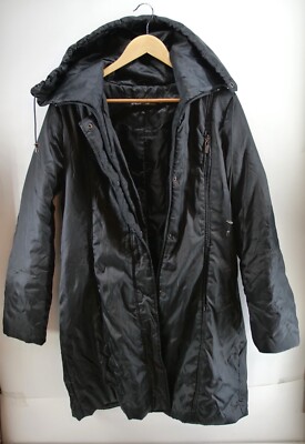 Steve Madden Down Puffer Jacket Size L Slim Fit Black Long Coat Women s