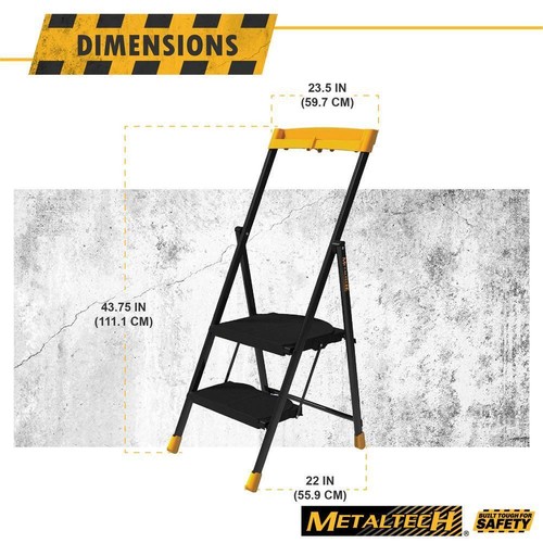 MetalTech Step Stool Ladder 2-Step 250 lbs. Load Capacity Compact Platform Steps - Picture 4 of 8