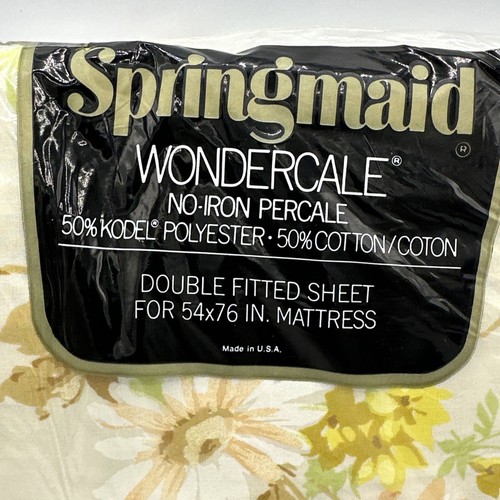 Springmaid Wondercale Double Flat & Fitted Sheet Set Yellow Daisy Bouquet NOS - Picture 8 of 12