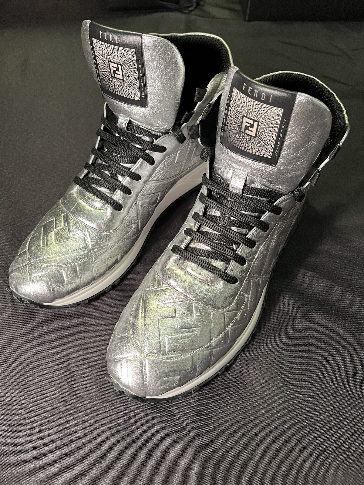RARE FENDI PRINTS ON NICKI MINAJ TYPE MENS FF 9 SHOES US 10 SNEAKERS AUTHENTIC image 5