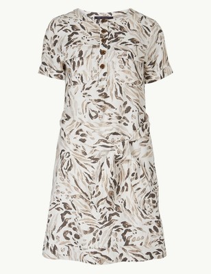 m&s linen shift dress