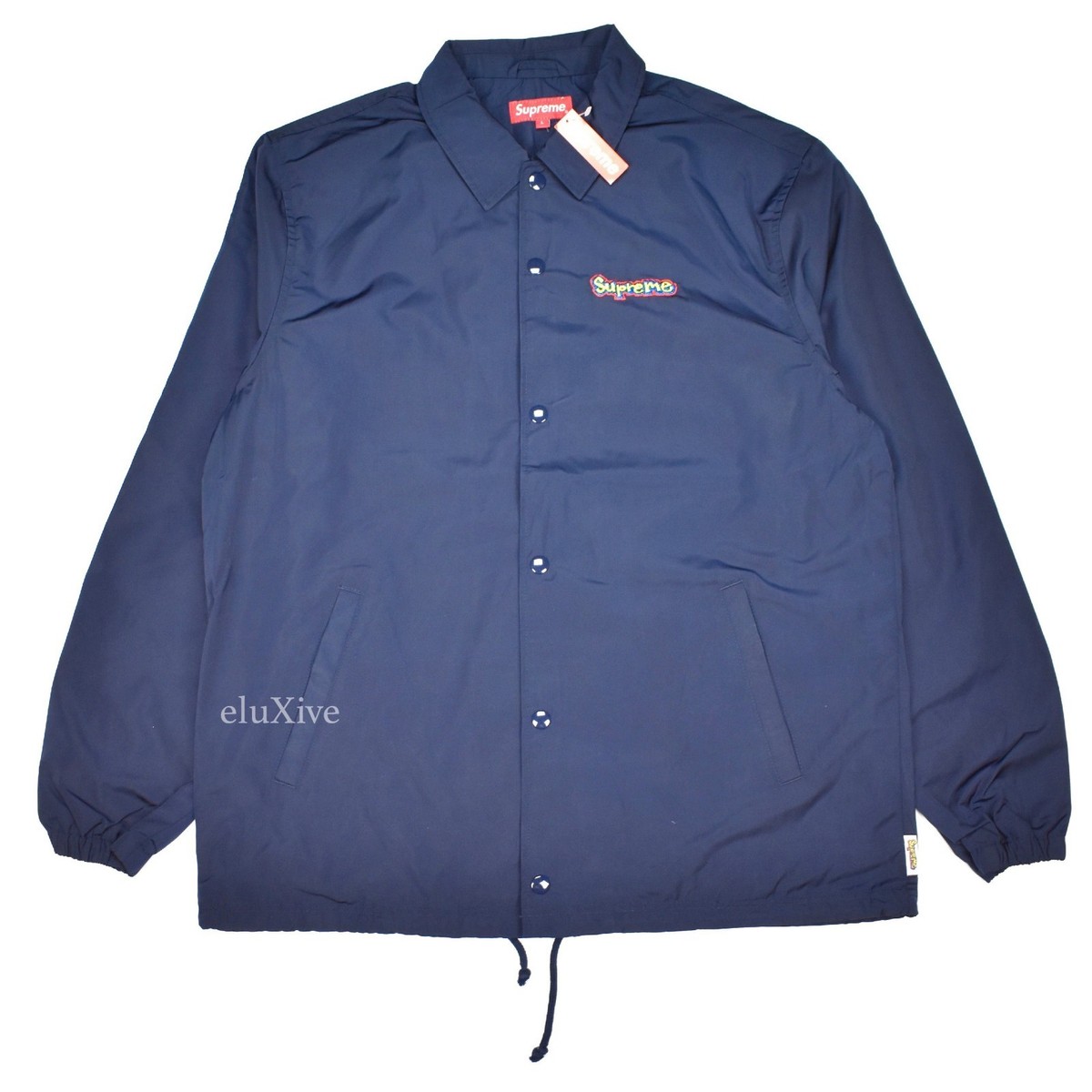 NWT Supreme Navy Blue Gonz Graffiti Logo Coach's Jacket SS18 NWT Supreme Navy Blue Gonz Graffiti Logo Coach's Jacket SS18