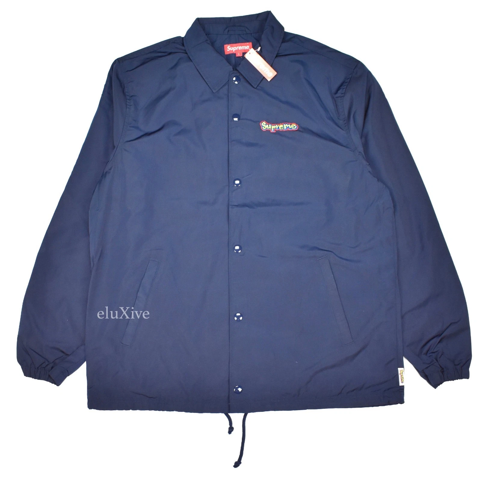 Veste d'entraîneur neuve avec étiquette Supreme bleu marine logo Gonz graffiti SS18 homme L AUTHENTIQUE