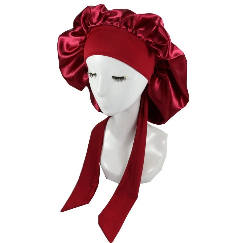 Satin Bonnet Silk Bonnet for Sleeping Double Layer Satin Lined Hair with Tie - Image 4 of 4