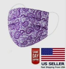 Purple Paisley Flowers Face Masks Washable Adjustable Reusable Adult Cloth US