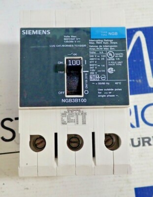 NEW Siemens NGB3B100 100 amp 25kA@ 480 Volt 3 Pole Bolt on Circuit Breaker