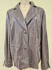 Chi By Falchi Shiny Phyton Print Long Sleeve Blazer Jacket Size Xl - New