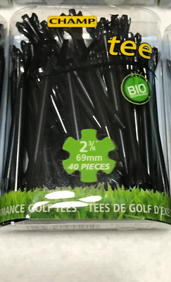 Champ Zarma Fly 2 3/4'' Zero Friction Black Golf Tees 40 Tees 95528 NEW