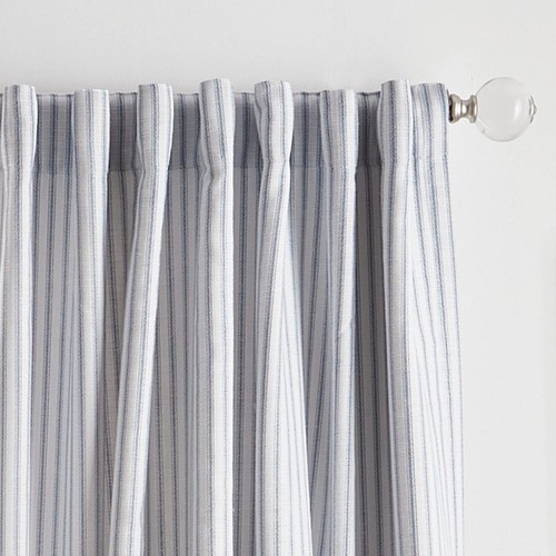 Martha Stewart Ticking Stripe Blackout Lining Rod Pocket/Back Tab Window Curt... - Picture 2 of 6