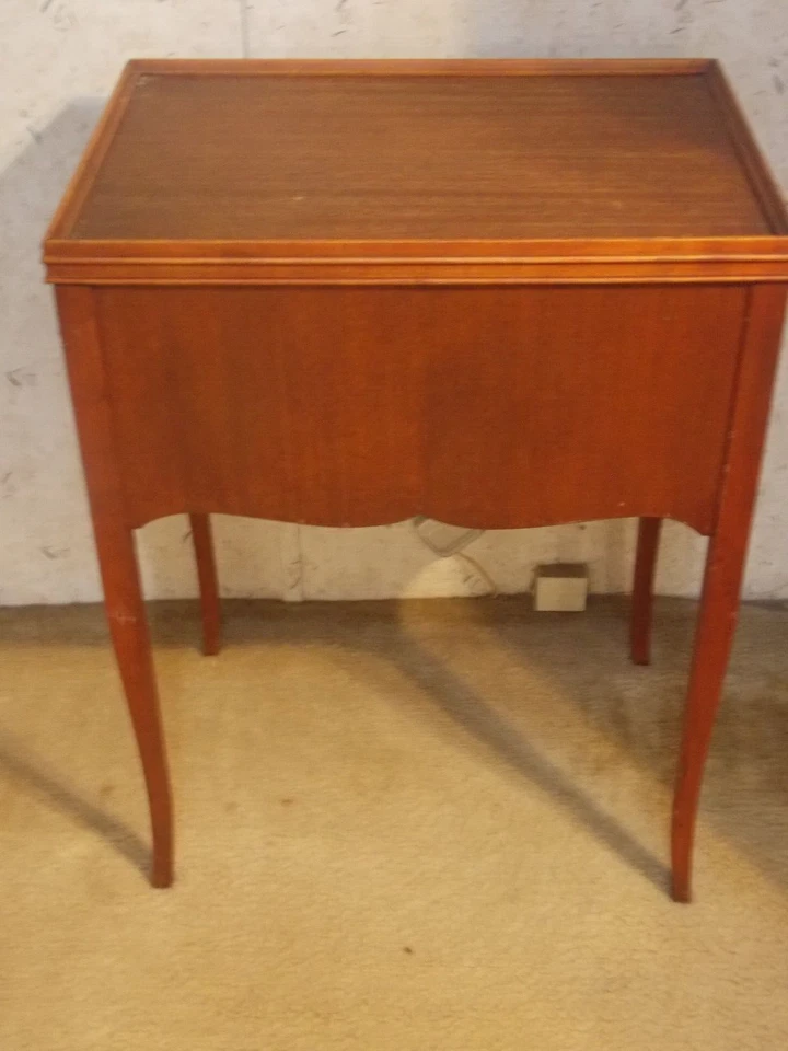 Antique French End Table, Night Stand, 2 Drawer Cherry Wood - Image 4 of 4