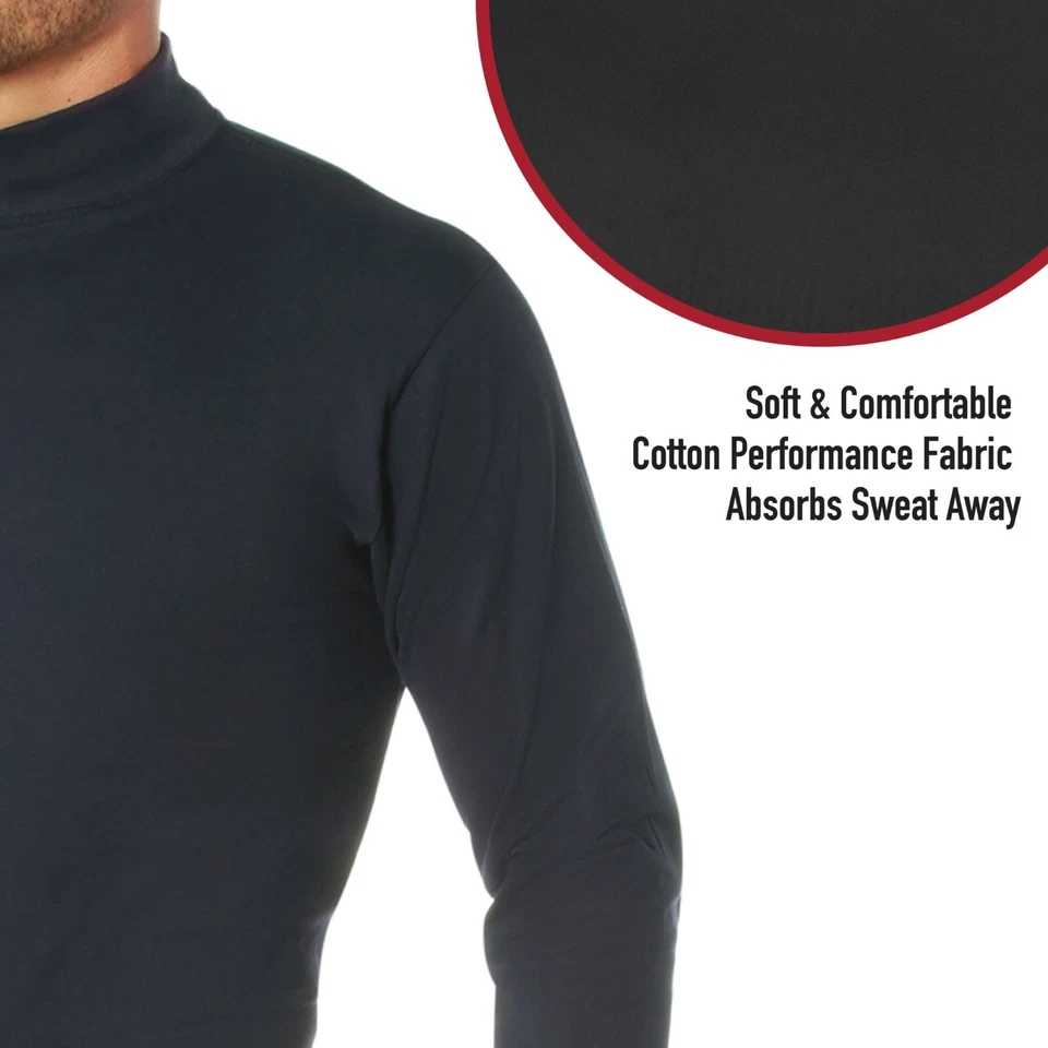 Turtleneck Warm High Collar Neck Uniform Top Long Sleeve Mock Shirt Sweater - Image 4 of 4