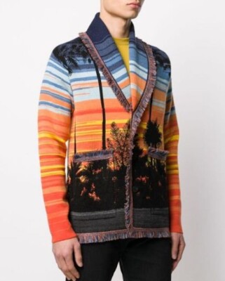 ALANUI Sunset Boulevard Landscape Intarsia Knit Cardigan SZ XS - NWOT RT $2.7K