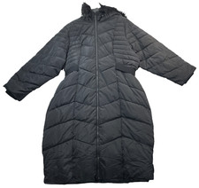 City Chic Coat Womens Plus Size 22w Black Full Zip Up Full Long Length Hooded Nw
