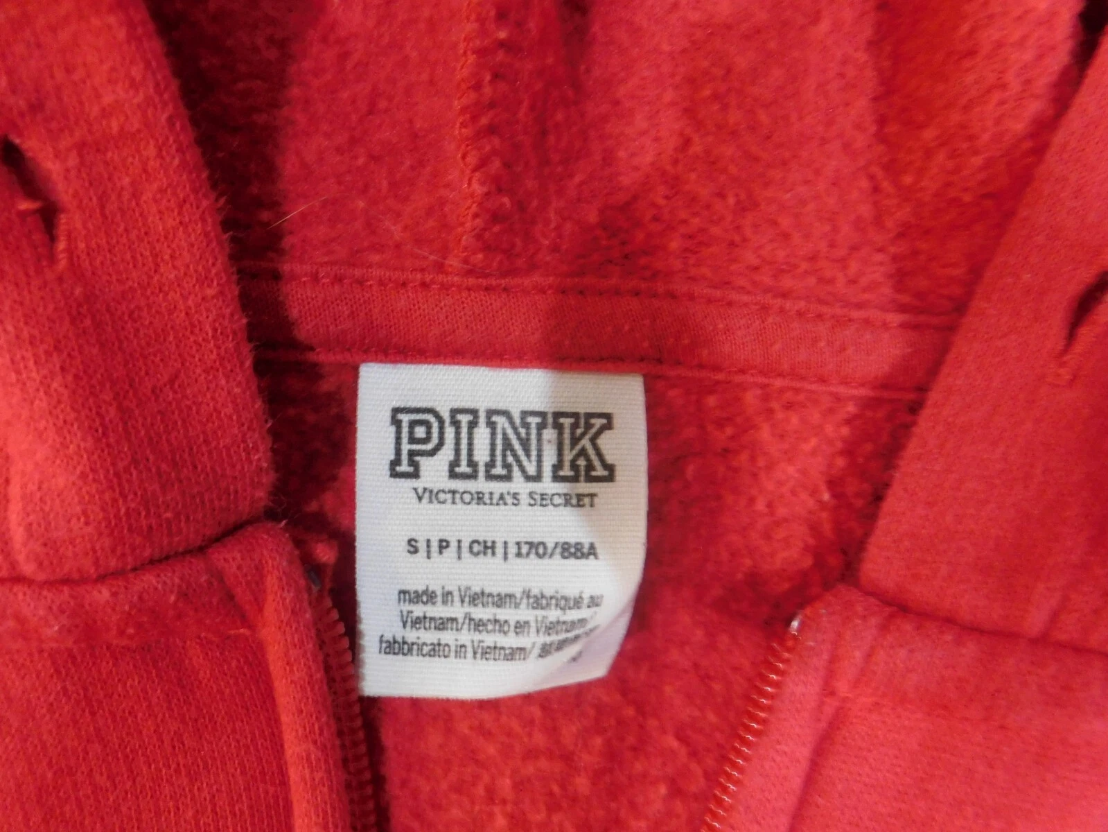 UNDERCOVER Victoria Secret rosa felpa con cappuccio piccola zip logo maglia donna elasticizzata