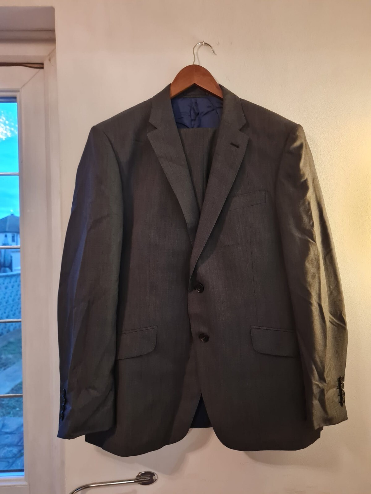 Set 2 pezzi uomo M&S Saville Fila Alfred marrone pura lana fine peggiorata grigio 42 36