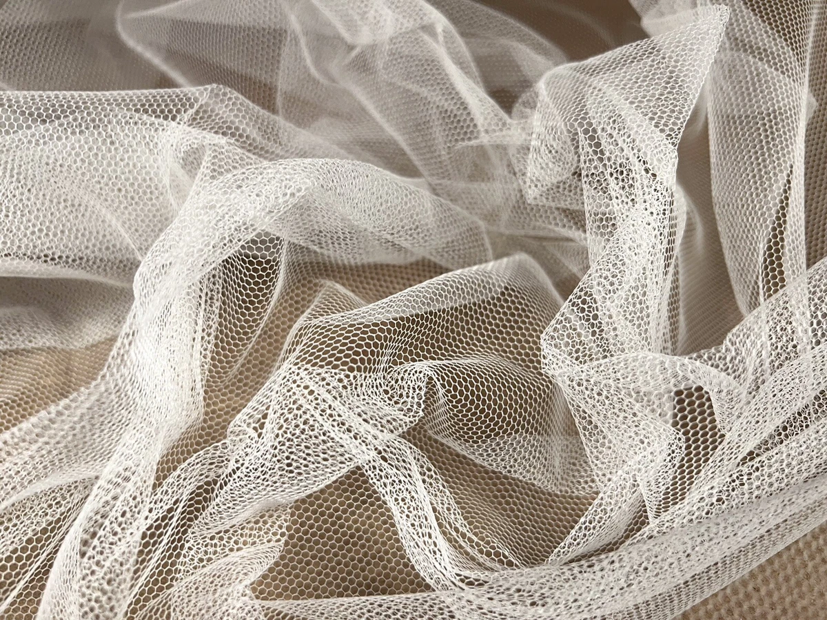 Tulle Tu-tu Mesh Net Fabric, Prom, Bridal, Per Metre - Plain - White