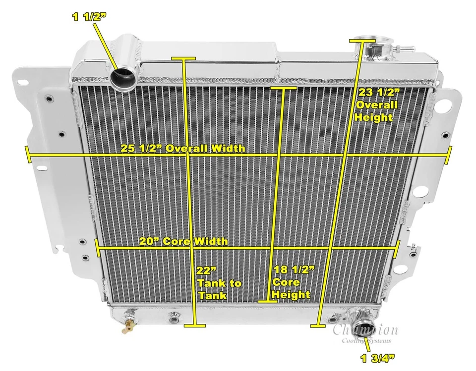 NUEVO RADIADOR CHAMPION 3 FILAS TODO ALUMINIO 1987-2006 JEEP WRANGLER GM CHEVY MOTOR Foto 3 de 3