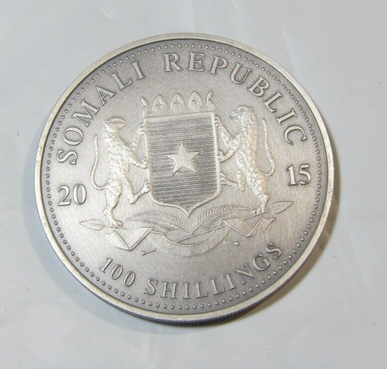 2015 1 oz Somalia Silver Elephant Coin, Mintage 3,000 .999 Silver