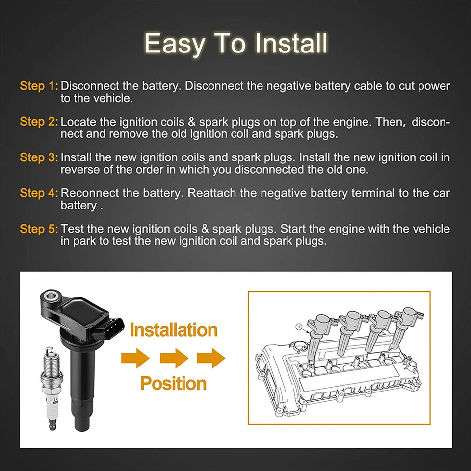 6X Ignition Coils + 6X Spark Plugs for 1999-2003 Lexus ES300 RX300 V6 3.0L UF267 Foto 4 de 4