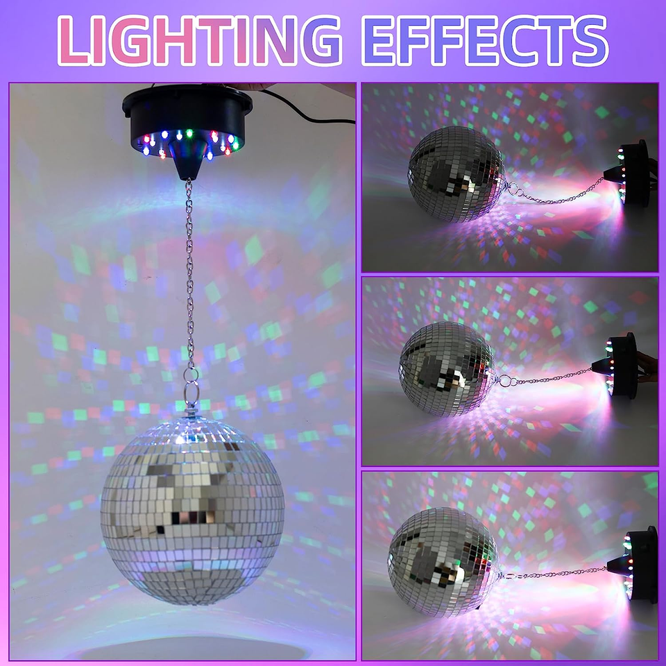6 RPM Rotating Disco Ball Motor Light up Disco Ball Spinner Hanging