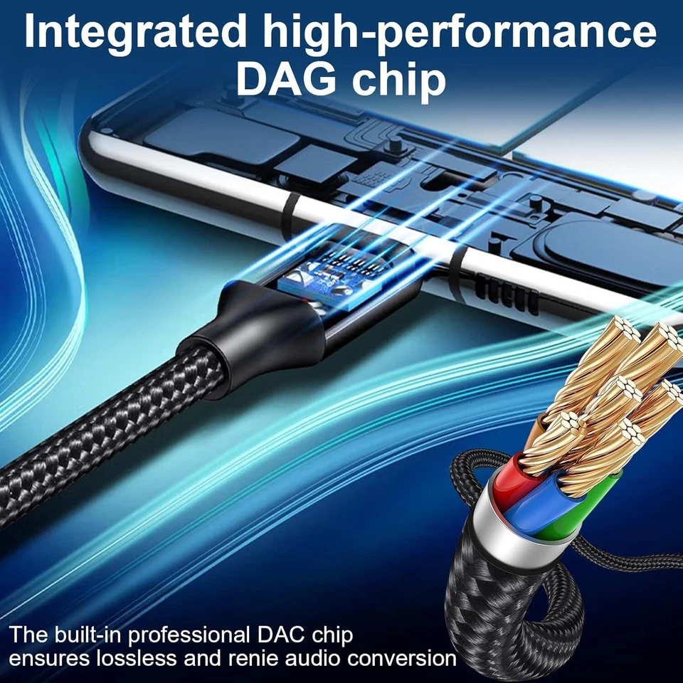 USB-C AUX Kabel in Audio Adapter Klinke 3,5mm für Samsung Huawei Xiaomi iPhone - Bild 3 von 4