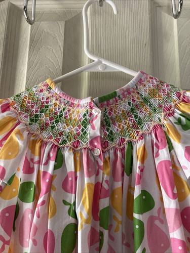 CLAIRE & CHARLIE HAND SMOCKED CAP SLEEVE W WHALES LITTLE GIRLS DRESS SZ 5 - 第 9/15 張圖片