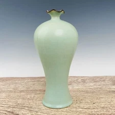 12“ China ancient Ru porcelain flower mouth Plum vase