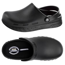 FitVille Mens Recovery Clog Garden Work Shoes Wide Toe Box Sandals Cushion Black