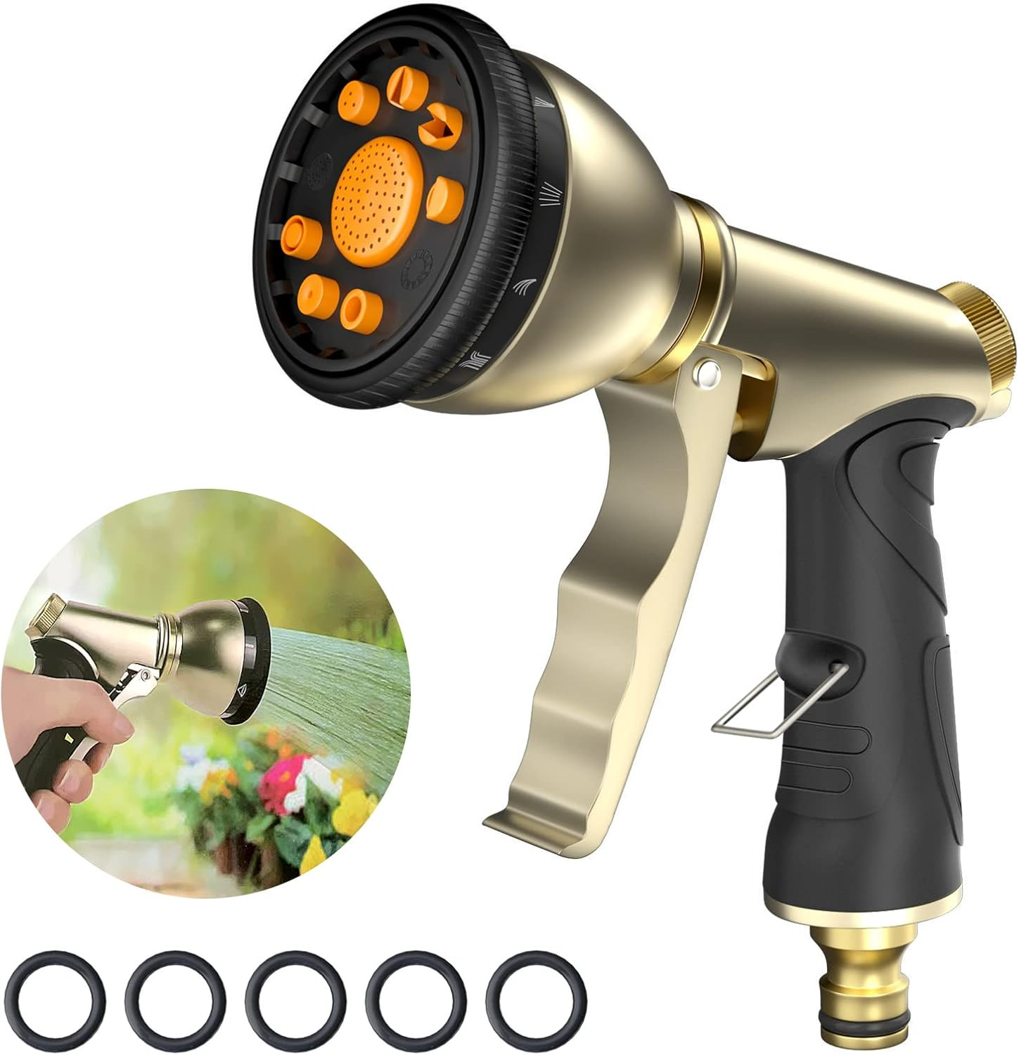 Pistola da Giardino, 100% Metallo Pistola A Spruzzo Da Giardino, 9 Modalità Di I