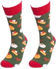 New Mens THANKSGIVING PUMPKIN PIE Crew Socks Parquet Brand Size 10-13