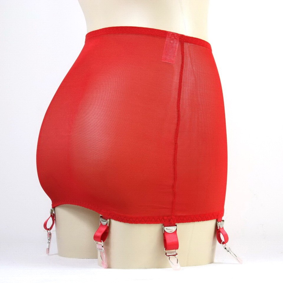 Luxallacki Bretella Vintage A 6 Cinghie In Rete Velata Con Chiusure Regolabili In Metallo Per Calze Autoreggenti, Rosso, S - Foto 10