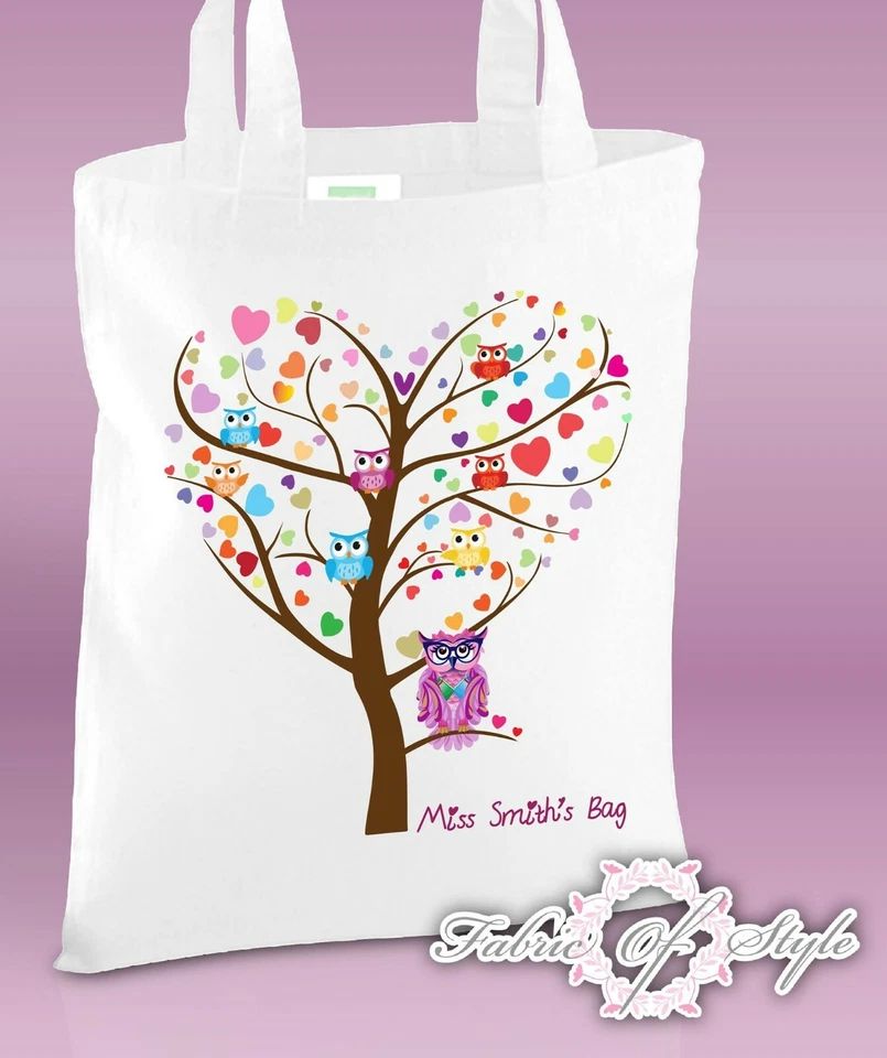 WESTFORD MILL PERSONALISED Tote Bag Thank You Teacher Nursery Gift Heart Tree White