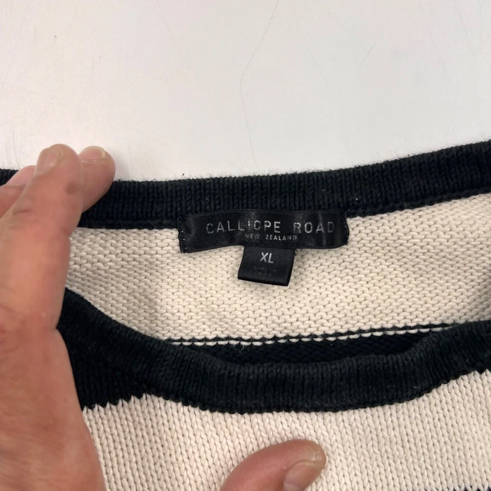 Calliope Road Womens Pullover Sweater Size XL Black White Striped New Zealand Foto 3 de 4