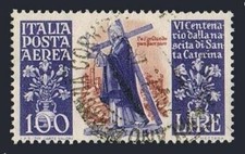 Italy C127,used.Michel 744. Air Post 1948.St Catherine carrying cross.