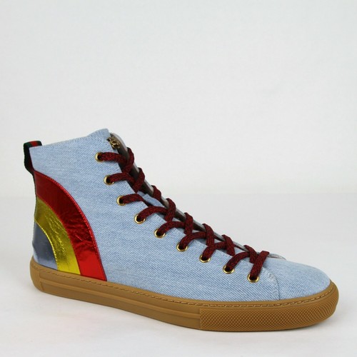 Gucci Uomo Blu Denim Lamè Arcobaleno Sneaker con Metallo Tigre 450887 4969  | eBay