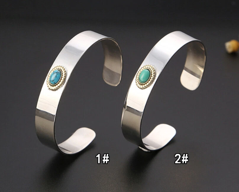 B21 Armreif Armspange Blume Ornament mit Türkis Sterling Silber 925 - Bild 2 von 4